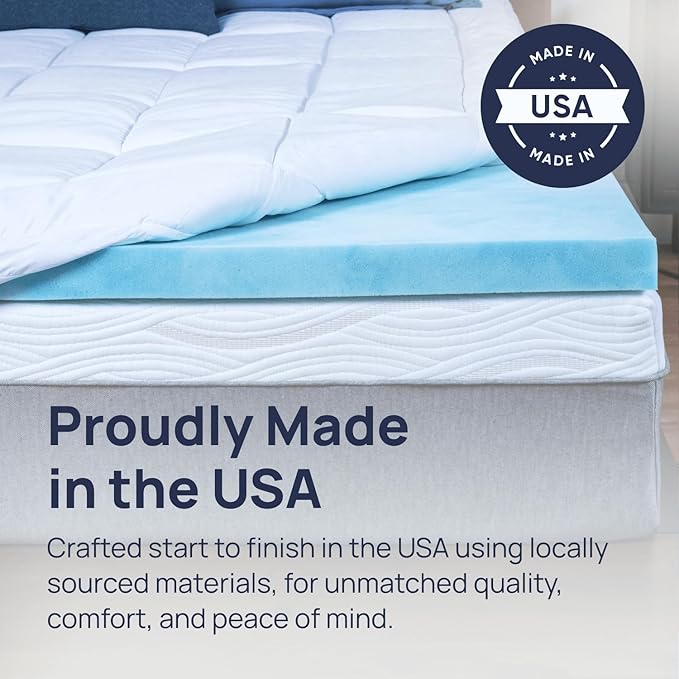 Sure2Sleep Gel Swirl Memory Foam Mattress Topper - 3 Inch, Pressure Relieving, Cooling Comfort - Made in The USA & CertiPUR-US Certified - Softens Firm Beds and Extends Mattress Life - Full Size