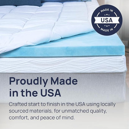 Sure2Sleep Gel Swirl Memory Foam Mattress Topper - 3 Inch, Pressure Relieving, Cooling Comfort - Made in The USA & CertiPUR-US Certified - Softens Firm Beds and Extends Mattress Life - Full Size
