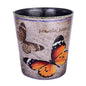 10L/2.64 Gallon Trash Can, Decorative Waste Basket, PU Leather Waste Paper Basket, Waterproof Garbage Can for Bathroom, Bedroom, Office, Kitchen and Living Room - Orange and Black Butterfly