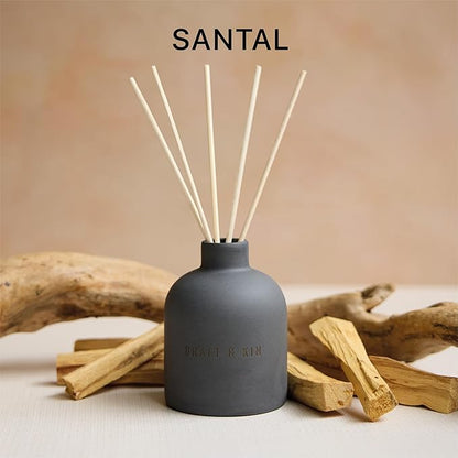 Craft & Kin Christmas Reed Diffuser for Home & Bathroom – Santal Woods Holiday Reed Diffuser Set with Fragrance Sticks, Long-Lasting Alcohol-Free Winter Scent, Earthenware Collection, 6.7oz