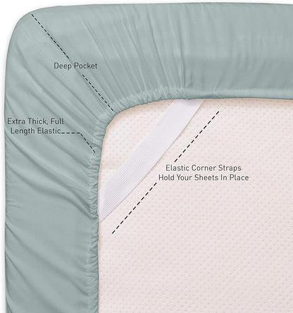 6 Piece Bed Sheet Set, Split King, Slate