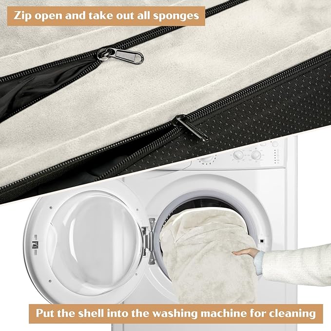 Comfort Expression Large Dog Beds Waterproof Orthopedic Foam Dog Sofa Beds Comfy Pet Bed with Washable Removable Cover & Non-Slip Bottom(Large,Beige)-Mewly Pet