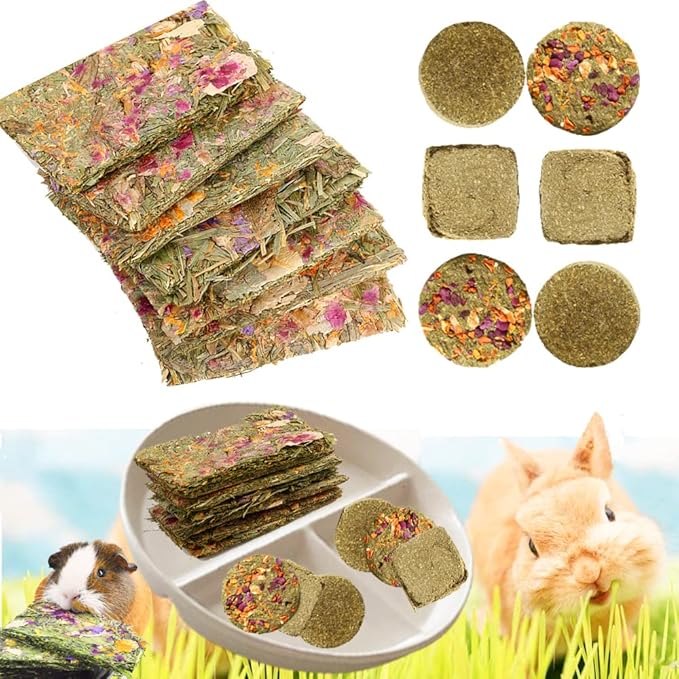 Abizoo Rabbit Treat,Natural Molar Timothy Hay Herbal Floral Scent Snack Chew Toys Gift for Bunny Chinchillas Hamster Gerbils,12 Pcs Small Animals Cage Accessories Guinea Pig Treats-Mewly Pet