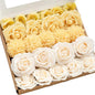 Ling's Moment Artificial Flowers Fake Silk Roses Faux Foam Dahlia Combo for DIY Wedding Bouquets Centerpieces Arrangements Bridal Shower Party Home Decorations, Creamy Yellow & Cream, 24pcs