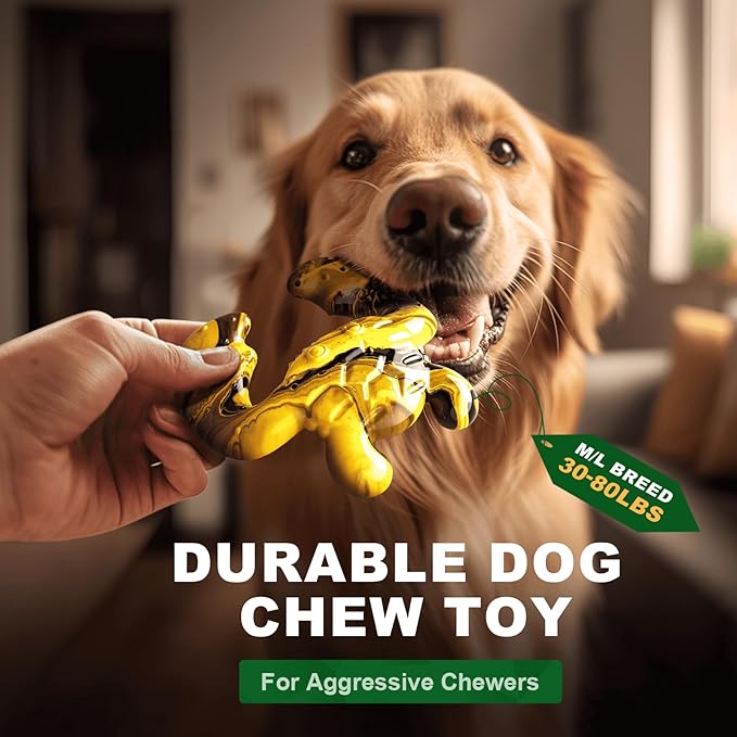 Durable Dog Chew Toy for Aggressive Chewers - Tough Nylon Bone for Medium Breeds, Interactive Teething Toy with Real Bacon Flavor, Keeps Dogs Busy, Christmas Birthday Gifts for Dogs-Mewly Pet