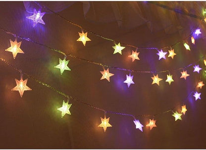 Homeleo 25ft 50 LED Multicolor Star String Lights for Bedroom Decorations, Battery Operated Led Christmas Lights for Apartment Dorm Room Decor(Remote/Timer/Warm White Multicolor Combination)