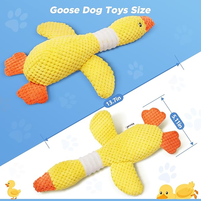Vitscan Durable Dog Toys for Small Large Dogs, Dog Chew Toy for Aggressive Chewers, Tough Squeaky Interactive Dogs Toys for Puppies Plush Puppy Toys Goose Pet Toy Puppy Chew Toys for Teething-Mewly Pet