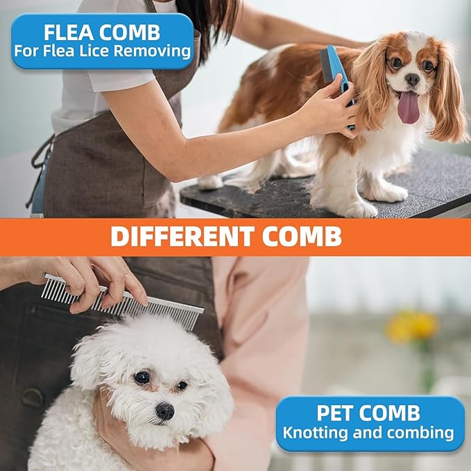 Dog Brush for Shedding,6 PCS in One Pet Slicker Hair Brush Kit Organizer Bag - Dog Cat Grooming Deshedding Undercoat Rake Brush Comb for All Small Large Dogs Cats Blue-Mewly Pet