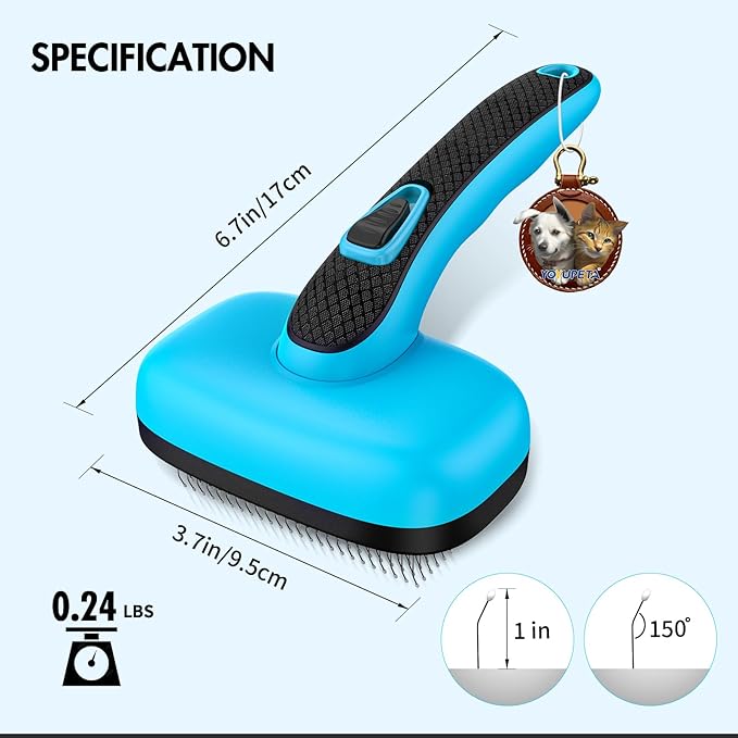 3 PCS Dog Grooming Brush Kit – Self Cleaning Slicker Brush for Shedding Short & Long Haired Dogs & Cats. Removes Loose Fur, Undercoat, Mats, Tangles for Small, Medium & Large Pets. Blue-Mewly Pet