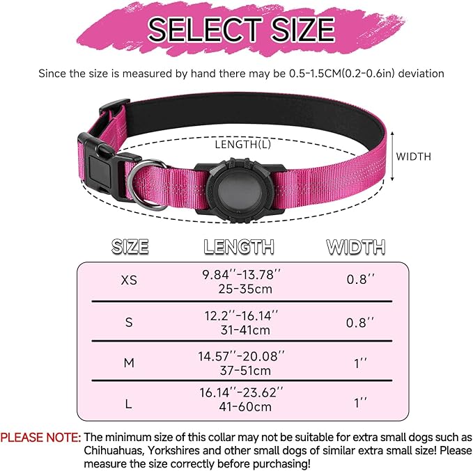 Dog Collar Compatible with Airtag, with Waterproof Cover, Multiple Colors, Multiple Sizes, Breathable Cotton and Linen Material, Suitable for Small, Medium and Large Dogs-Mewly Pet
