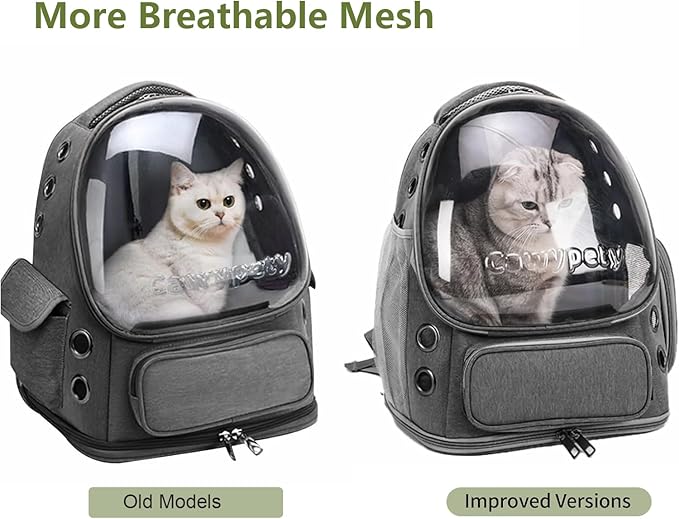 Cat Backpack Carrier, Breathable Cat Carrier Large Space Bubble Pet Backpack for Kitty Small Dog up to 12lbs, Transparent & Foldable Pet Carrier for Travel Hiking-Mewly Pet