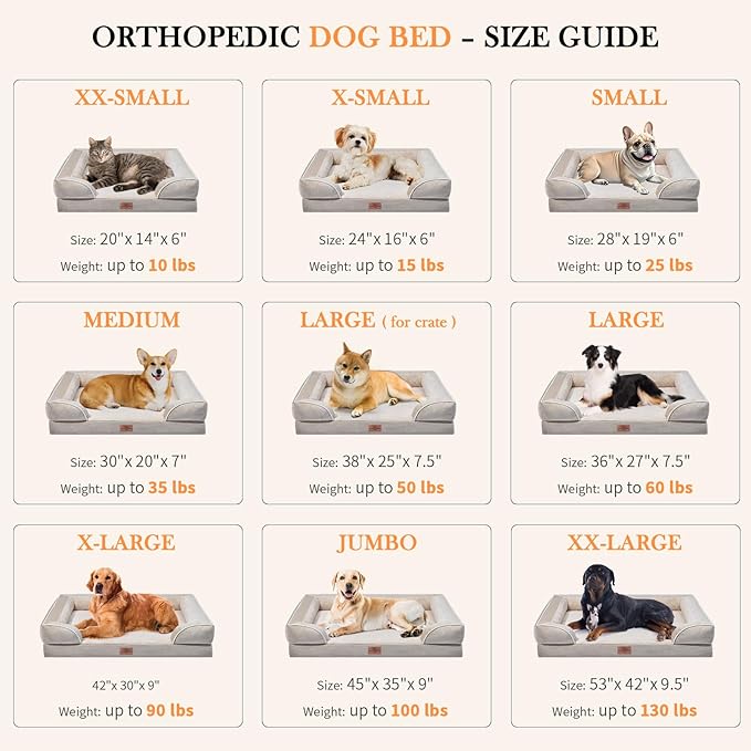 Comfort Expression Small Dog Beds Waterproof Orthopedic Foam Dog Sofa Beds for Medium Dogs Comfy Pet Bed with Washable Removable Cover & Non-Slip Bottom(Small,Beige)-Mewly Pet