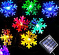 Solar Christmas String Lights Outdoor Waterproof 36ft 60 LED 8 Modes Solar Fairy Snowflake Powered String Lights for Garden Patio Yard Home Christmas Tree Parties(Snowflake-Multicolor-60LED)