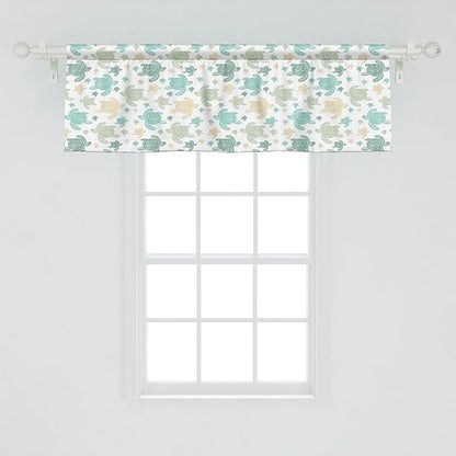 Ambesonne Turtles Window Valance, Illustration of Repeating Motifs of Animal Print in Assorted Tones, Curtain Valance for Kitchen Bedroom Decor with Rod Pocket, 54" X 18", Seafoam and Grey Yellow