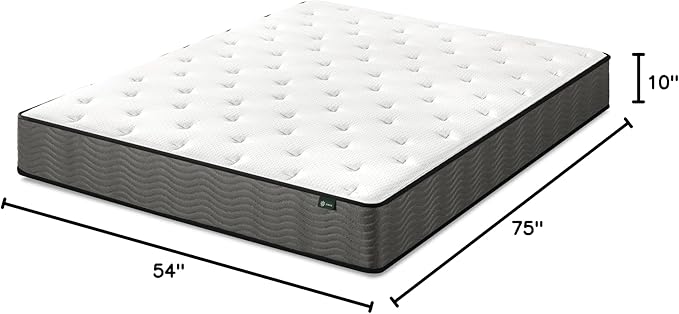 ZINUS 10 Inch True Support Hybrid Mattress [New Version], Full, Fiberglass free, Medium Feel, Motion Isolation, Certified Safe Foams & Fabric, Mattress in A Box