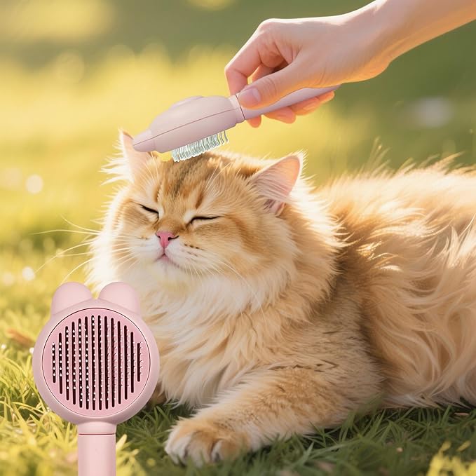 Zoocozy Cat Brush for Shedding, Dog Deshedding Brush, Pet Hair Removal Tool for Puppy Pitten(Pink)-Mewly Pet