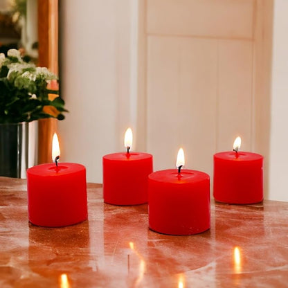 Hosley® Set of 48 Unscented Red Hand Poured Votive Candles Ideal for Weddings Birthdays Holidays Special Events Emergency Lighting Spa Aromatherapy Everyday Use