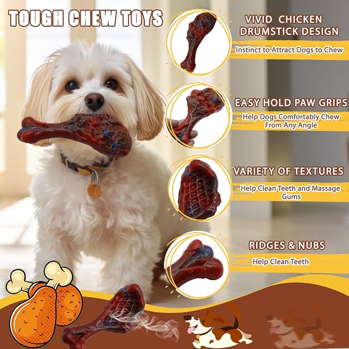 Dog Chew Toys for Aggressive Chewers, Indestructible Dog Toy for for Medium/Large Breed, Tough Nylon Teething Bone Toy to Keep Them Busy,Bacon and Real Beef Flavor (Beef Flavor, 1 Pack)-Mewly Pet
