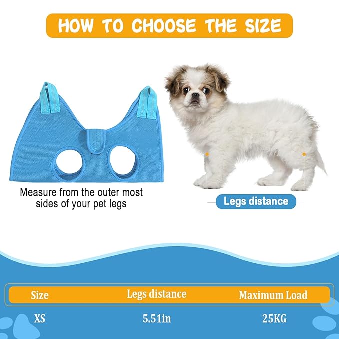 JIURUN Dog Grooming Hammock for Nail Trimming Cat Nail Clipper Hammock,Grooming Hammock for Small Dogs(Blue M)-Mewly Pet