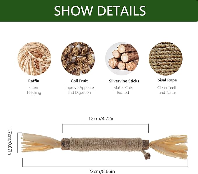 6 PCS Silvervine Sticks for Cats - Natural Cat Chew Toys for Teeth Cleaning, Kitten Teething & Aggressive Chewers-Mewly Pet