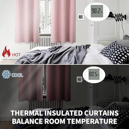 BGment Room Darkening Curtains 45 Inches Long - Grommet Thermal Insulated Drapes Window Treatment Curtains for Bedroom, 2 Panels, 38 x 45 Inch, Baby Pink