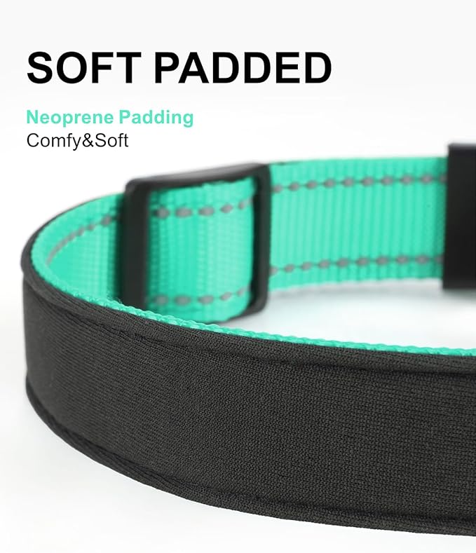 TagME Airtag Dog Collar,Waterproof Reflective Pet Collar with Airtag Holder,Soft Padded and Double D-Rings for Extra Large Dogs,Turquoise-Mewly Pet