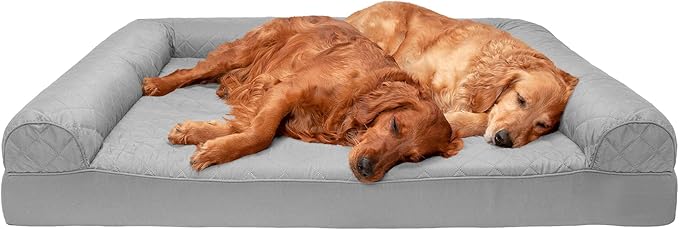 Furhaven Orthopedic Dog Bed for Large Dogs w/ Removable Bolsters & Washable Cover, For Dogs Up to 125 lbs - Quilted Sofa - Silver Gray, Jumbo Plus/XXL-Mewly Pet