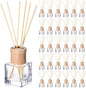 Roshtia 30 Set Reed Diffuser Bottle Empty Refillable Fragrance Glass Diffuser Bottles with Wooden Caps Rattan Sticks 50ml 1.7 oz Glass Jars for DIY Fragrance