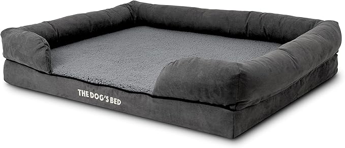 The Dog’s Bed, XL Grey Plush 43.5x34,Solid Memory Foam, Pain Relief: Arthritis, Hip & Elbow Dysplasia, Post Surgery, Lameness, Supportive, Calming, Waterproof Washable Cover, Veterinary Approved-Mewly Pet