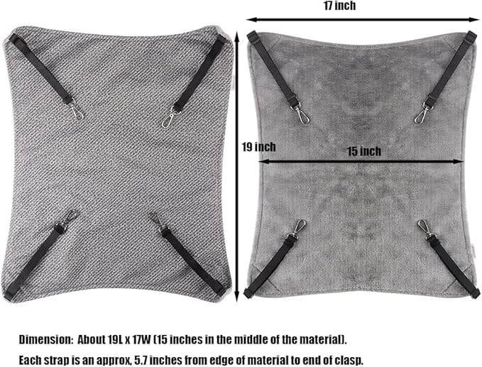 Cat Hammock for Cage, Soft Pet Bed Fit Ferret, Kitten, Puppy, Small Dog, Adjustable-Strap/Load Capacity 30lb (Gray)-Mewly Pet