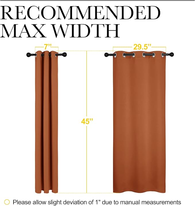 NICETOWN Window Curtains Blackout Drapes, Thermal Insulated Christmas Decorative Blackout Curtains/Draperies for Laundry Room (One Pair, 34 by 45-inch, Burnt Orange)