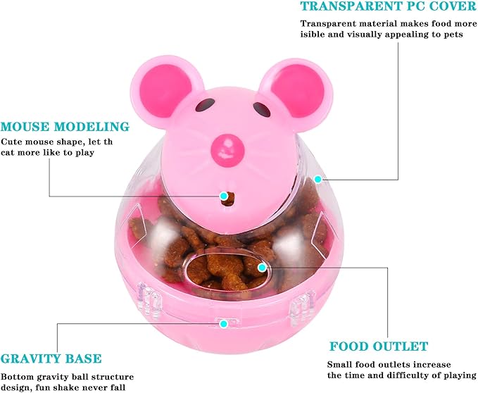 2Pcs Cat Treat Dispenser Toy, Mouse Shape Cat Interactive Toy and Food Dispenser for Pet Increases IQ Interactive & Food Dispensing-Mewly Pet