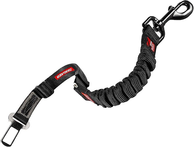 EzyDog Zero Shock Click - Shock Absorbing Dog Seat Belt Car Harness Attachment for Dogs - Adjustable Dog Restraints Seatbelts for Car Travel and Safety - (20in - 26in, Black)-Mewly Pet