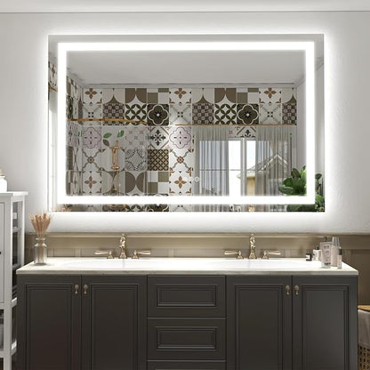 50x 40 LED Lighted Bathroom Mirror for Wall, Large Vanity Mirror with Lights, Dimmable, Anti-Fog, Shatter-Proof, ETL Listed (Front + Backlit)