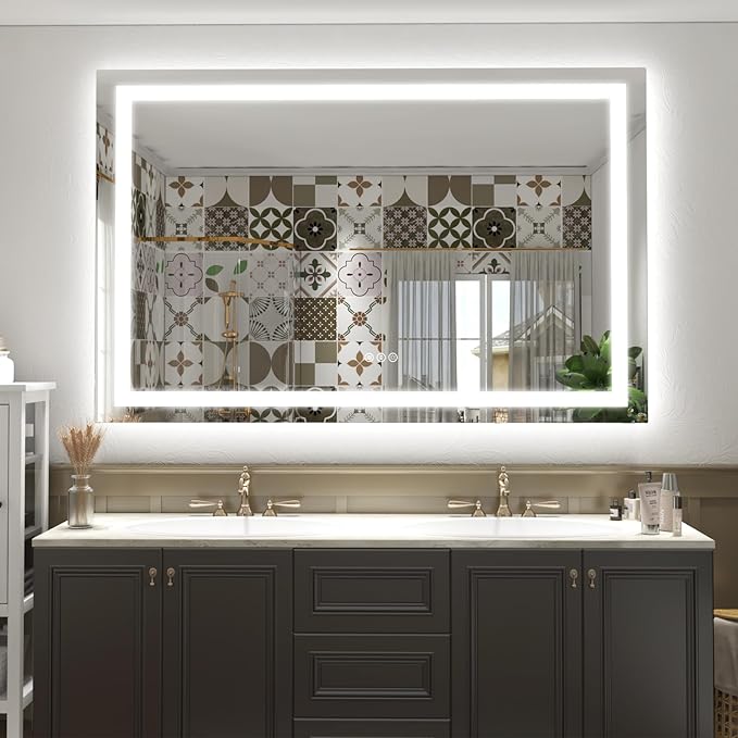 57x 36 LED Lighted Bathroom Mirror, Dimmable Vanity Mirror with Lights, Anti-Fog, ETL Listed (Backlit and Front Lighted)