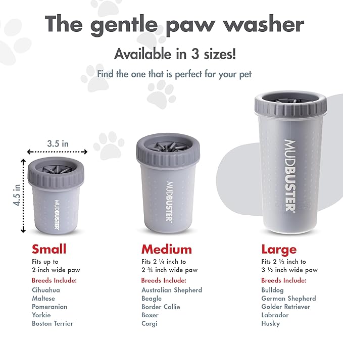 Dexas MudBuster Portable Dog Paw Cleaner, Premium Quality Small Light Gray Pet Accessory-Mewly Pet