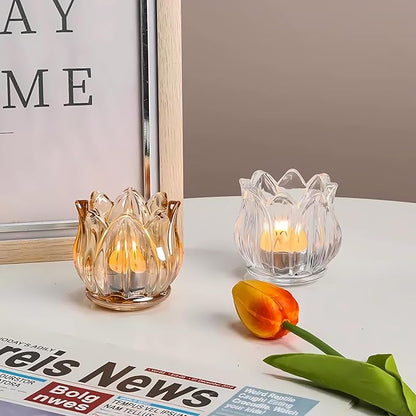 GOLDEAL 6Pcs Clear Votive Candle Holders,Clear Thick Glass Tea Light Candle Holder Bulk,Tealight Candle Jars for Wedding Table Decor,Party Supplies,Bridal Shower,Baby Shower,Tables Centerpieces