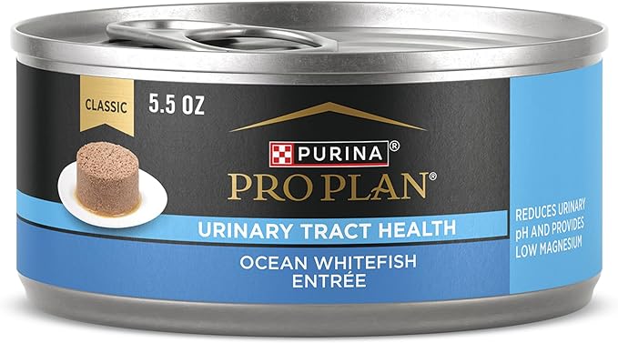 Purina Pro Plan Urinary Tract Cat Food Wet Pate, Urinary Tract Health Ocean Whitefish Entree - (Pack of 24) 5.5 oz. Cans-Mewly Pet