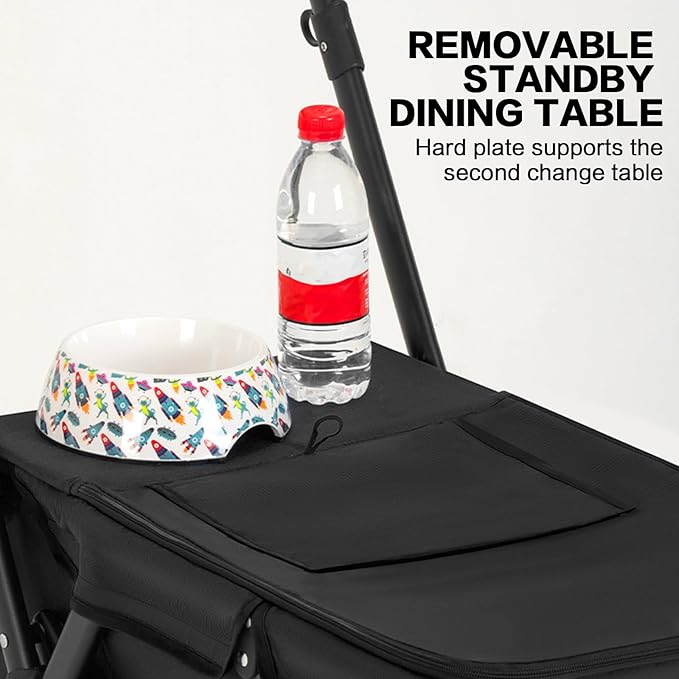 Pet Stroller Cat Dog Stroller Travel Folding Pet Carriers（Black）-Mewly Pet