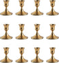 Gold Taper Candle Holder, Brass Candlestick Holders, Vintage Metal for Table Centerpieces Wedding Christmas Decor (Gold, 12 Pcs)