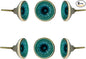Perilla Home Set of 6 Ceramic Knobs Decorative Round Knobs for Home Kitchen Cabinet Vintage Hardware Cupboard Door Dresser Wardrobe Drawer Pulls (Turquoise)