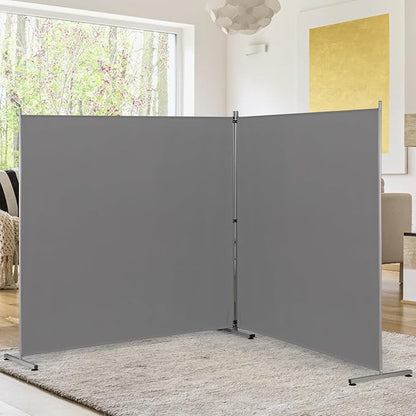 Rantila Indoor Room Divider, Portable Office Divider, Room Divider Wall Screen 2 Large Panel, Folding Partition Privacy Screen Walls Dividers for Room Separator 142" W x 71" H,Gray
