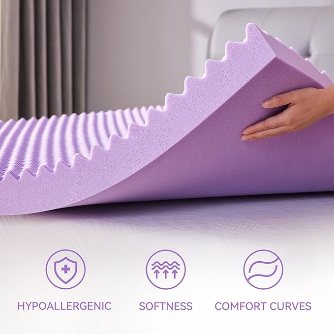 SINWEEK 1.5 Inch Egg Crate Memory Foam Mattress Topper Queen Size, Soft Mattress Pad for Back Pain Relief, Bed Topper, CertiPUR-US Certified