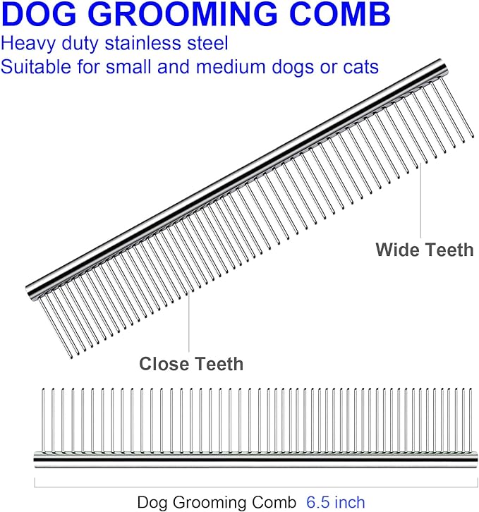 Professional Dog Grooming Scissors Kit, Titanium Coated Dog Scissors for Grooming, Grooming Shears Kit - Thinning, Curved Scissors and Comb for Dog Cat Pet (Blue 4 in 1)-Mewly Pet