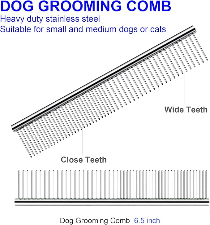 Professional Dog Grooming Scissors Kit, Titanium Coated Dog Scissors for Grooming, Grooming Shears Kit - Straight,Thinning, Curved Scissors and Comb for Dog Cat Pet (Blue 5 in 1)-Mewly Pet
