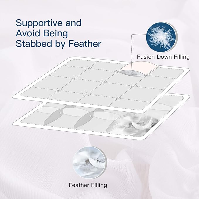 ELEMUSE King Size Extra Thick Fusion Goose Down Feather Filled Mattress Topper, Plush Fluffy Double Layer Pillowtop Mattress Pad Cover, Soft Featherbed with 8-21 Inch Deep Pocket