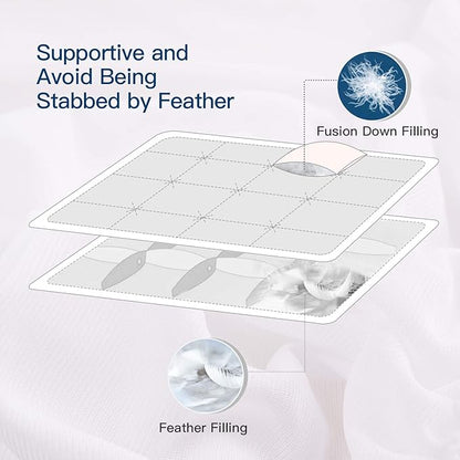 ELEMUSE Twin XL Size Fusion Goose Down Featherbed Mattress Topper for College Dorm, Thick and Fluffy Double Layer Pillowtop Mattress Pad, with 8-21 Inch Deep Pocket