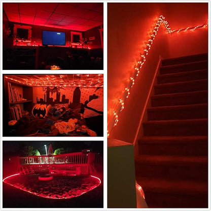 Red LED Rope Light, 20Ft LED Strip Lights Outdoor Waterproof Decorative Lighting for Indoor/Outdoor Decorations, Deck, Patio, Party and Bedroom Decorations
