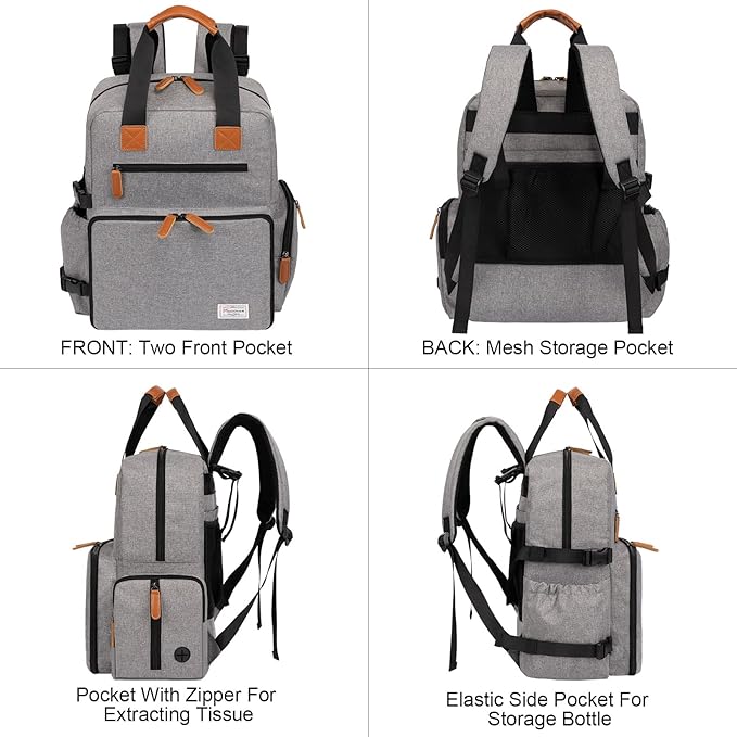 Modoker Dog Travel Bag, Airline Approved Backpack for Pet Accessories Organizer, Tote Weekend Bag with 2 Dog Food Storage Containers, 2 Collapsible Dog Bowls, 1 Pet Mat, Grey-Mewly Pet