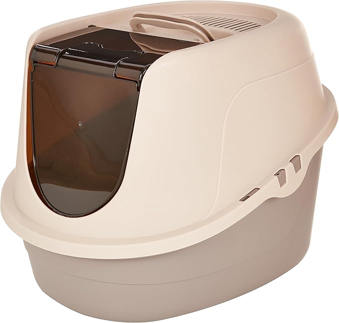 Amazon Basics No-Mess Hooded Cat Litter Box, Standard, Multicolor, 21 in x 16 in x 15 in-Mewly Pet